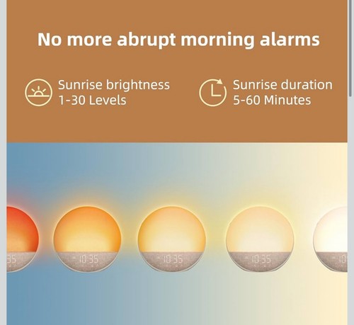 Sunrise Alarm Clock White Noise Machine: Natural Wake Up Light - Dimmable Clo... - Picture 2 of 9