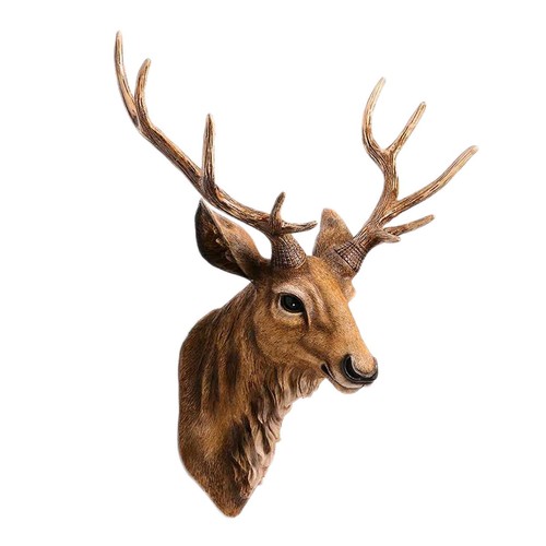 Wall Mounted Deer Head Stag Head Decor Resin Deer Antler Ornament Art Statue - Picture 7 of 7