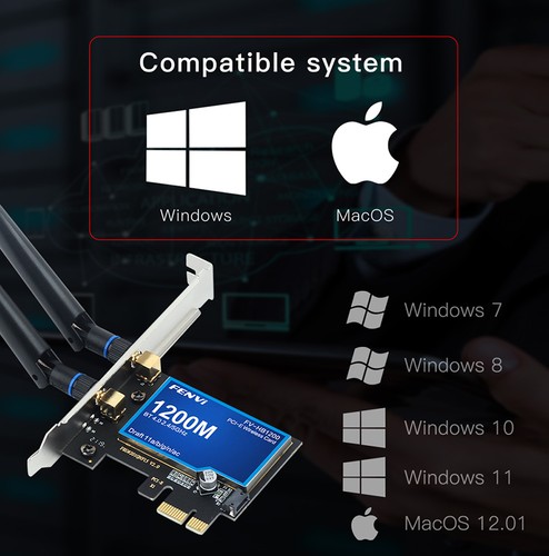 Fenvi Hackintosh PCIE wifi Card Bluetooth Adapter BCM94360 HB1200 for Desktop - Afbeelding 2 van 15