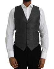 Dolce & Gabbana Gray Wool Formal Dress Waistcoat Men's Vest Authentic