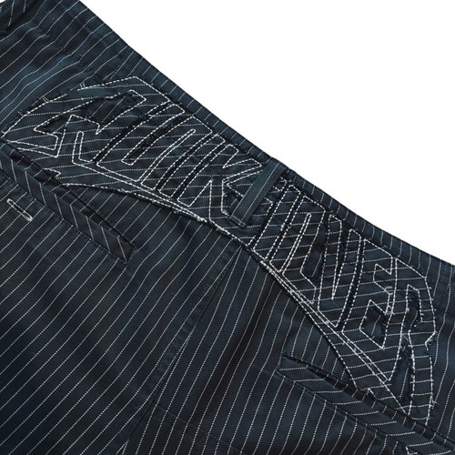 Pantaloncini corti Y2K anni 90 QUICKSILVER vintage neri a righe + graffiti ricamati, taglia 42 - Foto 3 di 7