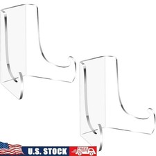 Acrylic Display Stands Set of 2 Clear Pedestal Holders Photos Cards Books New
