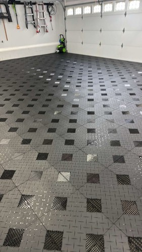 Light Gray (silver) HYBRID-X garage floor tiles 50 square feet 17x17 MADE IN USA - Picture 13 of 23