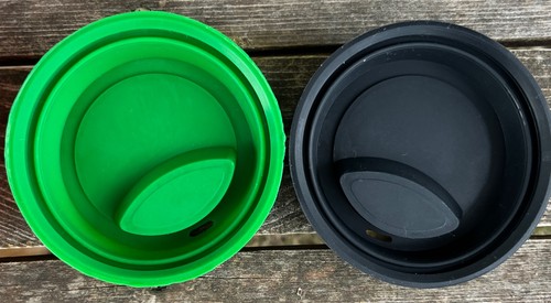 3 Ceramic Travel Tumblers 16 oz With Silicone Lids & Grip Strips Red Green Black - Picture 7 of 12