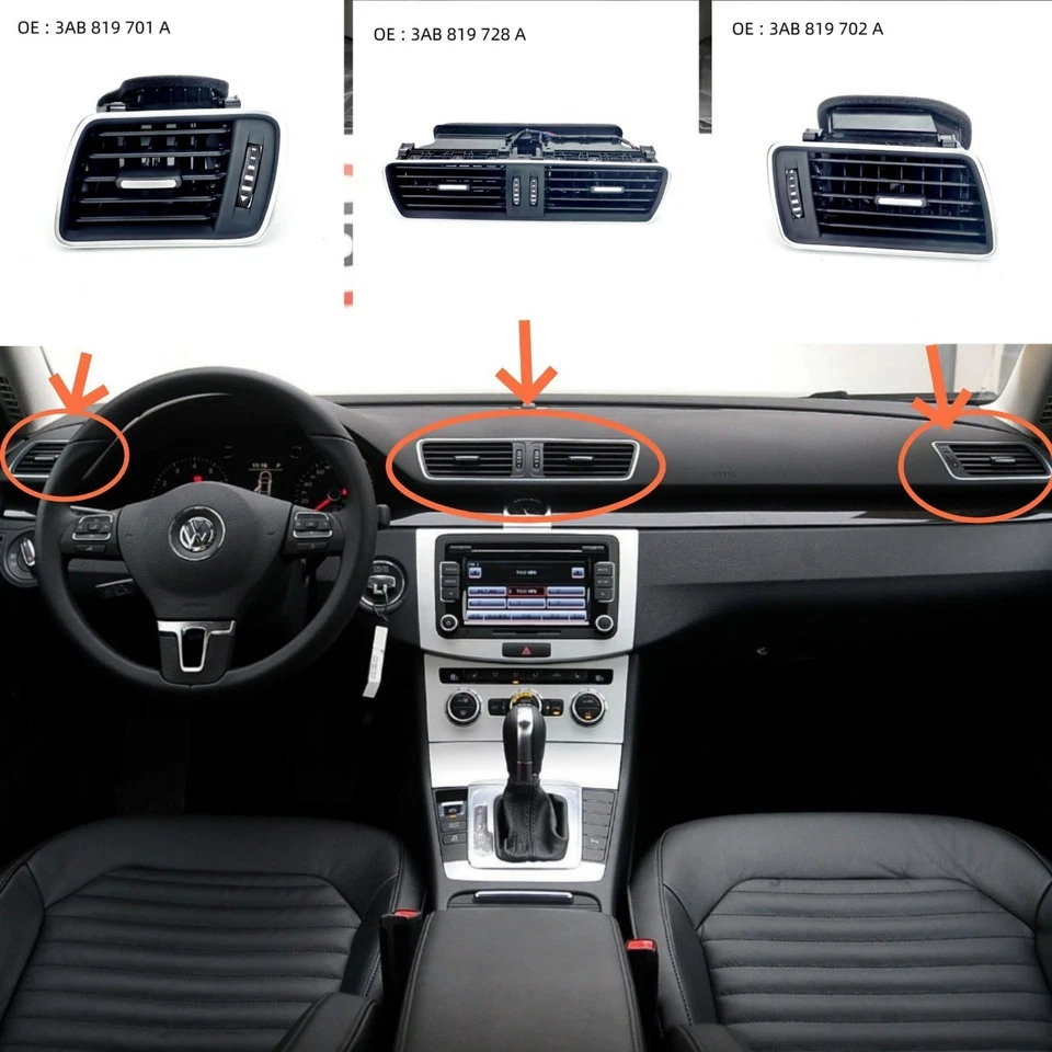 Центральные вентиляционные отверстия выпускного отверстия кондиционера 3AD819728A для VW Passat B6 B7 CC - Изображение 4 из 4