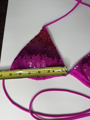 Victoria's Secret Triangel-Bikini-Oberteil Damen Medium rosa Pailletten Bademode - Bild 4 von 8