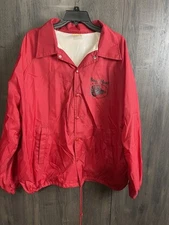 Vintage Auburn Sportswear Button Up Boars Head Jacket Fleece Lined 2XL Red