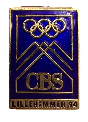CBS Lillehammer 1994 Winter Olympics Pin Gold Blue Enamel Lapel Pin (102670E.MB)