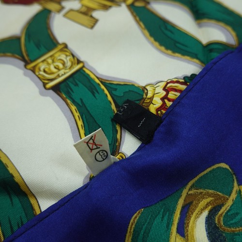 ROPE Blue Silk Scarf Scarves 35" X 34.5" P710 - Picture 8 of 17