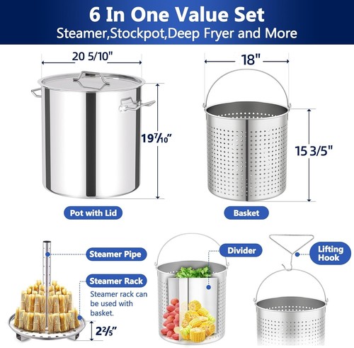 100QT Stainless Steel Pot with 200,000 BTU Propane Burner - Seafood Boil Pot - Picture 2 of 7