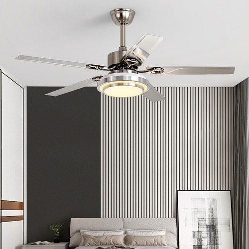 Ceiling Fan Light 42'' 5 Stainless Steel Blades LED Fan Lamp w/ Remote Control - Picture 19 of 20