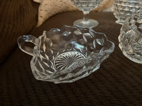 Fostoria American 3 Cornered Handled Nappy Bowl - Clear Pattern #2056