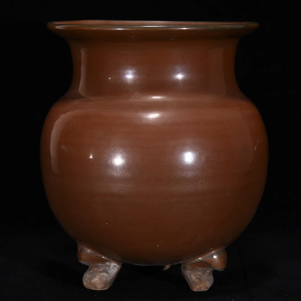 Quemador de tres pies esmaltado Zijin de la dinastía Song de porcelana antigua de China de 8" Foto 3 de 4