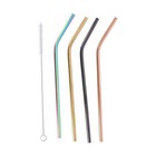 Alpina Coloured Reusable Stainless Steel Metal Drinking Straws Pack with Cleanin