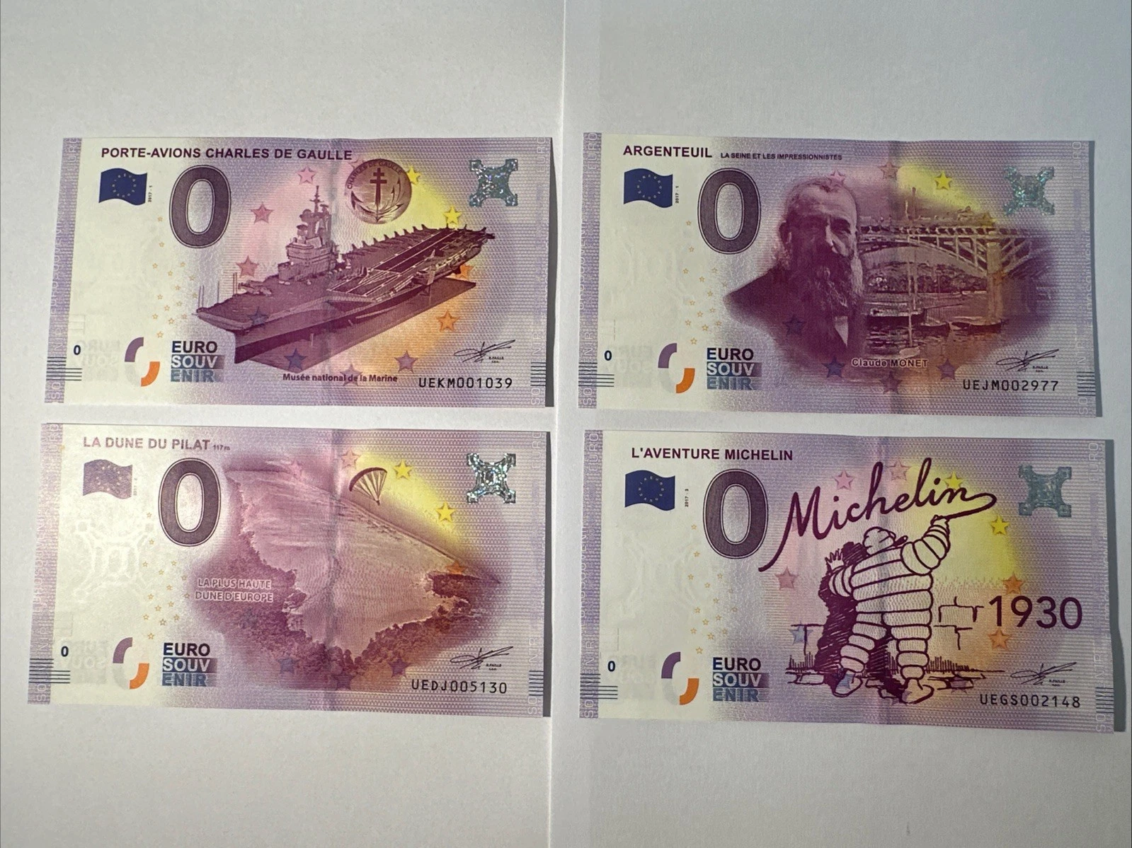 Lot 4 Billets  Zéro 0 € Euro Touristique / Souvenir 2017-1 / 2017-2 / 2017-3
