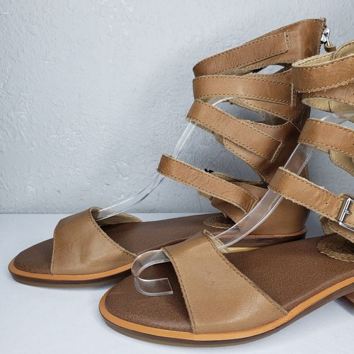 Latigo Haiku Tan Leather Gladiator Sandals 4 Buckles Zip Up Womens Size 7.5 - Picture 8 of 14