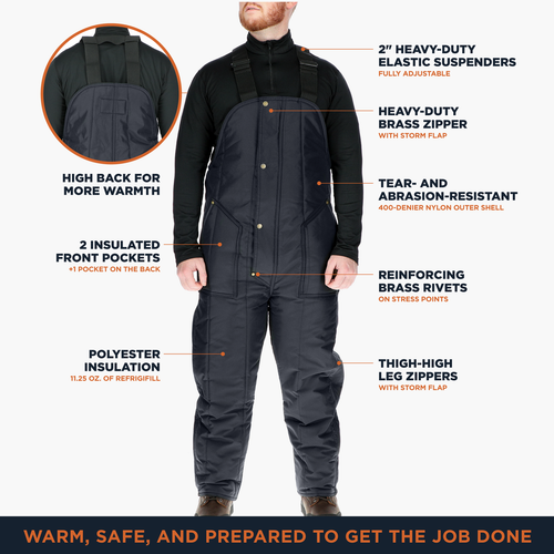 Mono con tirantes aislado Iron-Tuff RefrigiWear para hombre -50 °F protección contra el frío, - Imagen 3 de 11