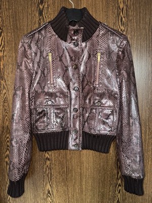 GUCCI Premium Bomberjacke aus Pythonleder Jacke Dunkellila Size: S (It.42)