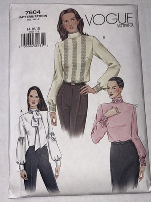 Vogue Patterns 7604 Easy Blouse w/Collar Variations Misses' 14-18 Uncut
