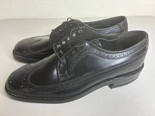 Vintage New Johnston & Murphy Black Longwing Dress Shoes Made In USA Men’s 10 D