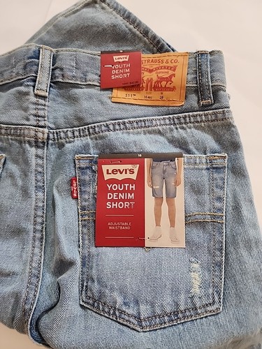 Levi’s 511 Youth Boys Denim Distressed Shorts Size 16 (28 Waist) - Picture 3 of 8