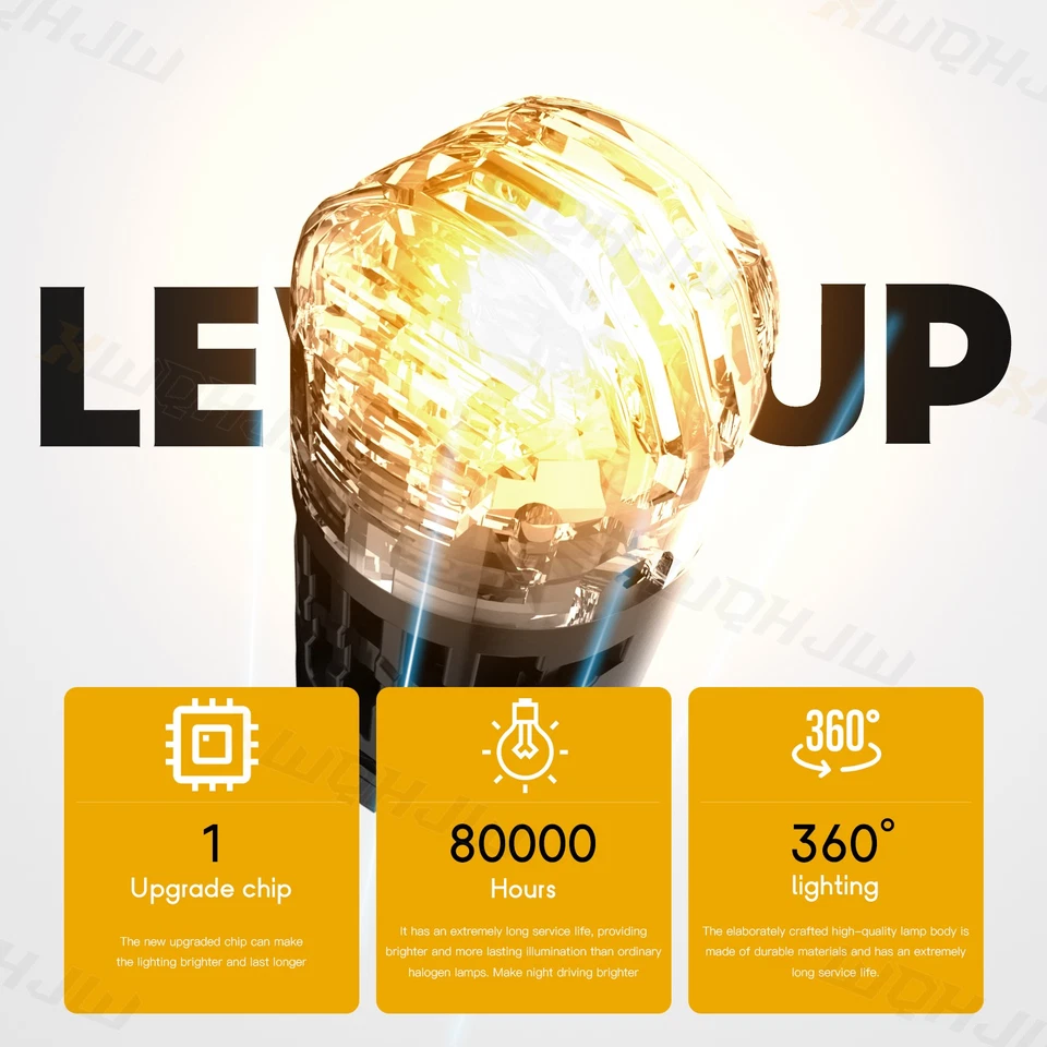 7443 7440 LED luz de reversa de respaldo bombillas de estacionamiento 3000K ámbar Canbus A+ Foto 3 de 4