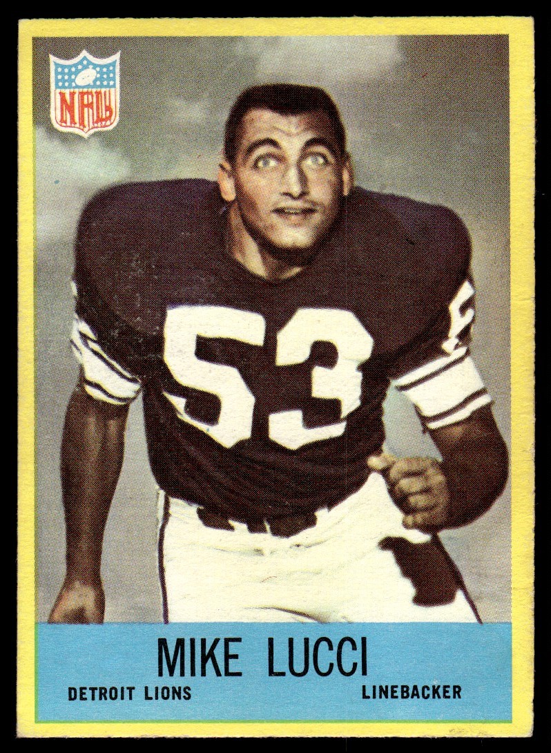 1967 Philadelphia Football Card Mike Lucci RC Detroit Lions #67 EX-MT