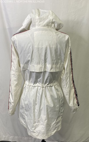 Women's Tommy Hilfiger Hooded White Red/Blue Stripe Mesh Lined Zip Jacket Size M - Picture 4 of 7
