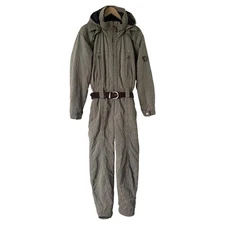 VTG Post Card Italian Ski/Snow Suit Belted Lined Crinkled Size 42/Large Green