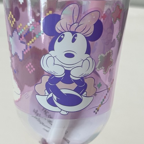 Disney Minnie Mouse Tumbler Printed Pink Snow Globe Screw-top Lid Straw 8oz NEW - Picture 4 of 21