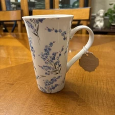 Kent Pottery Ashley Grace Blue Floral Bouquet Large Coffee Mug 6.5” Tall new