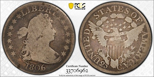 1806/5 G6 CAC PCGS Draped Bust Quarter Over Date Tough Variety Trueview Type - Picture 4 of 4