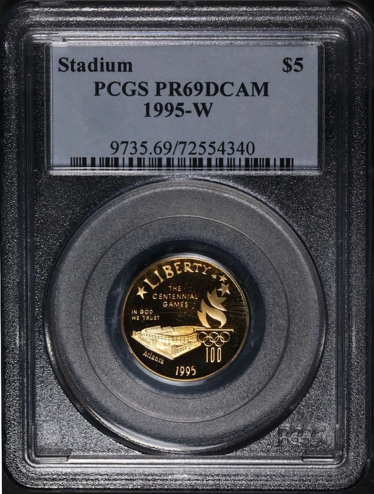 1995-W Stadium Commem Gold $5 PCGS PR69 Deep Cameo - Blue Label - STOCK - Image 3 of 4