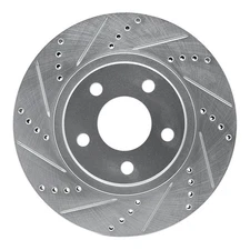 Dynamic Friction 631-45008L DFC Brake Rotor - Drilled and Slotted - Silver