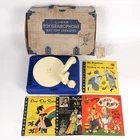 Vintage Marx Toys Lumar Battery Record Player + 4 Golden Tone 78rpm Records