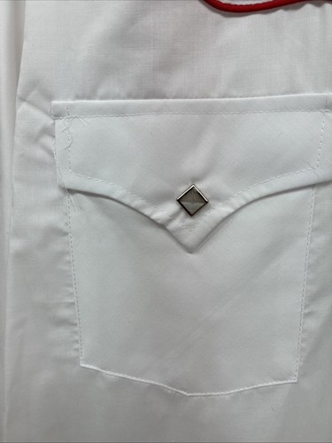 New Men’s ELY Cattleman White Red Rose Design Long Sleeve Pearl Snap Medium K-60 - Picture 4 of 13