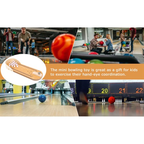Tavolo Mini Bowling Gioco Set Scrivania Legno Decorazione Bambini Giocattoli FA - Foto 24 di 24
