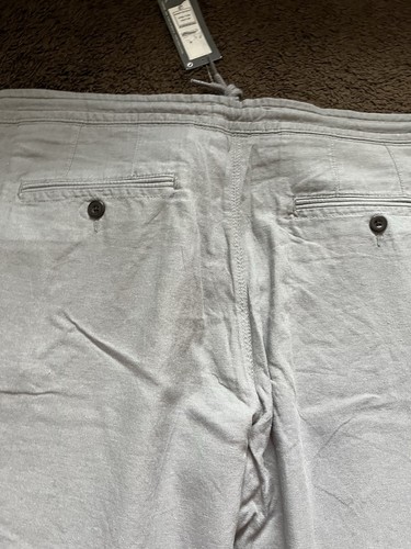 BNWT M&S Mens Size W40 L31 Grey Linen Blend Smart Casual Trousers - Picture 12 of 14