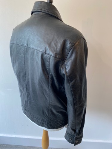 VINTAGE mens AviaTrix Black Leather Zip up Bomber Racing Jacket XL 44" - Picture 7 of 7