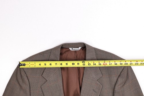 Vintage AQUASCUTUM Tweed Diamond Windowpane Wool Brown Blazer Jacket 46R - Picture 10 of 14