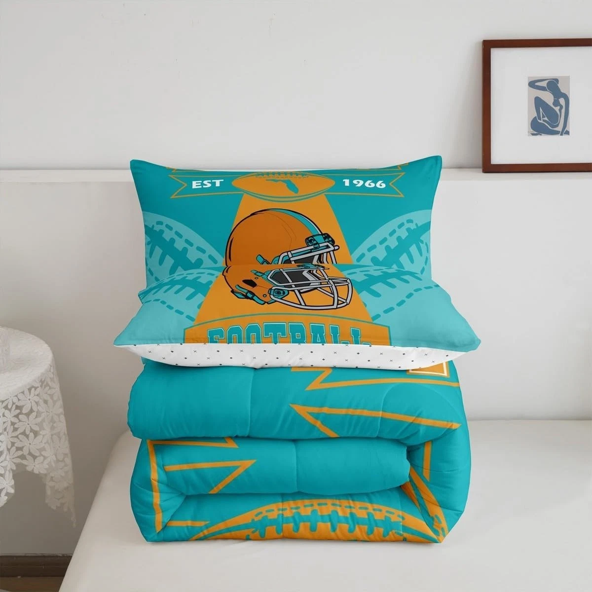 Miami Dolphins Queen Comforter Bedding Set