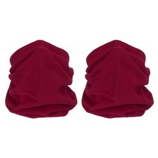 Winter Neck Warmer, 2pcs Drawstring Windproof Neck Gaiter, Wine Red