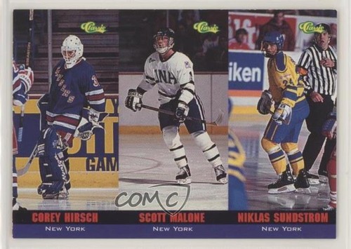 1994-95 Classic Tri-Cards Corey Hirsch Scott Malone Niklas Sundstrom #T43-45