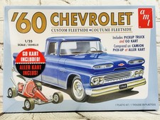 1960 Chevrolet Custom Fleetside Pickup w/ Go Kart AMT 1/25 Model Kit Sealed