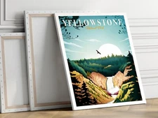 Yellowstone National Park 40x50cm Stretched Travel Canvas Wall Art Print