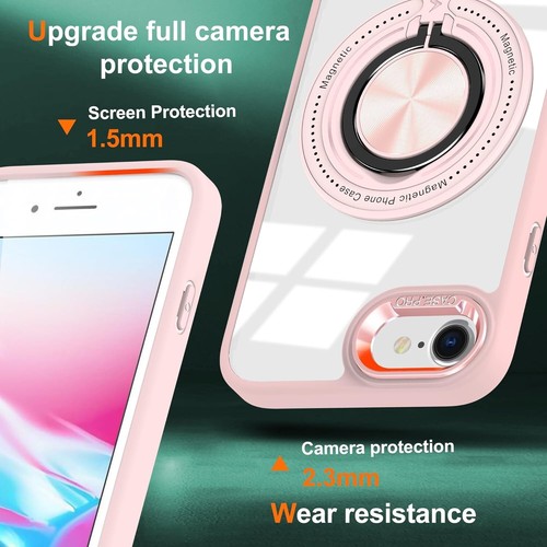For iPhone 16e Phone Case Tough Shield Crystal Cover with MagSafe Ring Holder - Picture 42 of 43