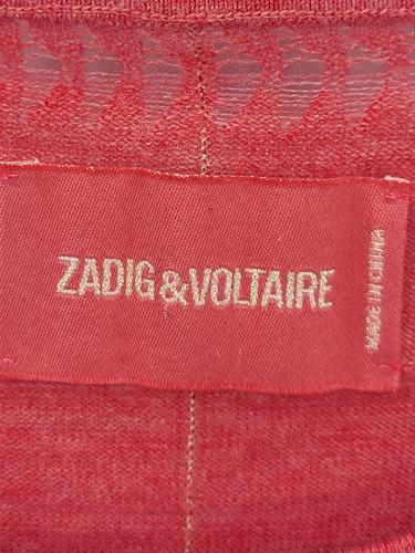 Zadig and Voltaire Top Womens XS Red Gold Chainmail Skull Goth Grunge Pullover - Picture 5 of 10