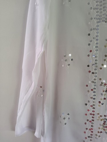 TARGET WOMENS WHITE DETAILED SUMMER COVER UP DRESS SIZE 12 - Picture 3 of 7