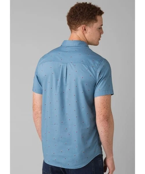 prana short sleeve button slim broderick camp hiking cherries shirt