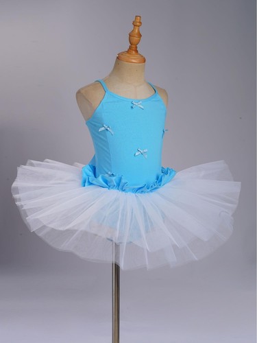 Kids Girls Dresses Team Leotard Bowknot Dress Festive Sundress School Dancewear - Picture 36 of 42